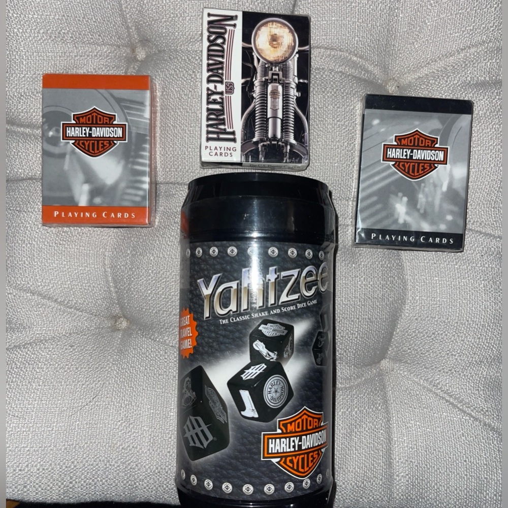 Harley-Davidson Travel Yahtzee & Playing Cards Bundle Sealed